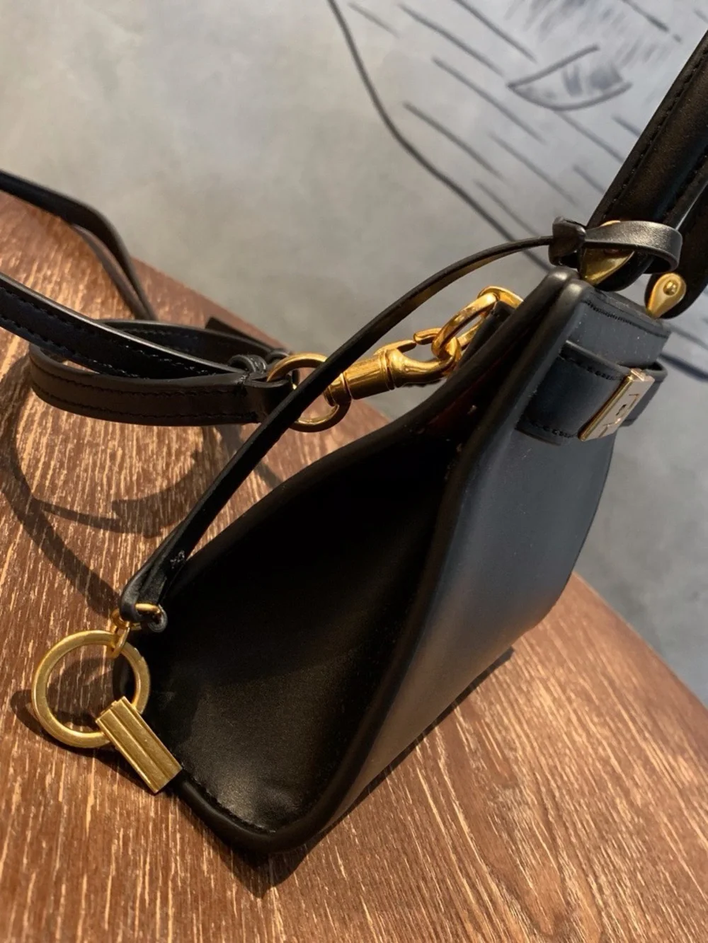 Tory Burch Black Mini Top-Handle Bag with Gold Hardware